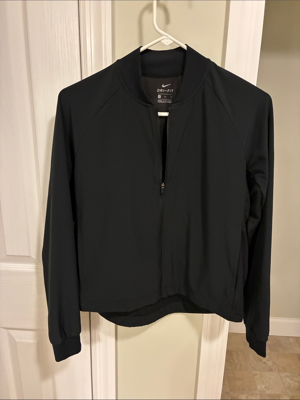 Nike Women’s Black Dri-Fit Bomber-Style Zip Jacket